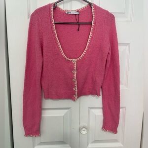 NWOT- Zara cropped pink cardigan